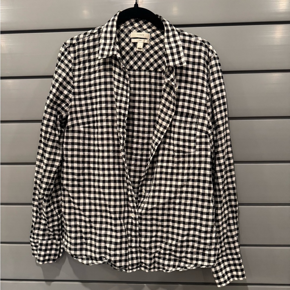 J.Crew Black & White Plaid Button-Up Shirt – Women’s Size 4